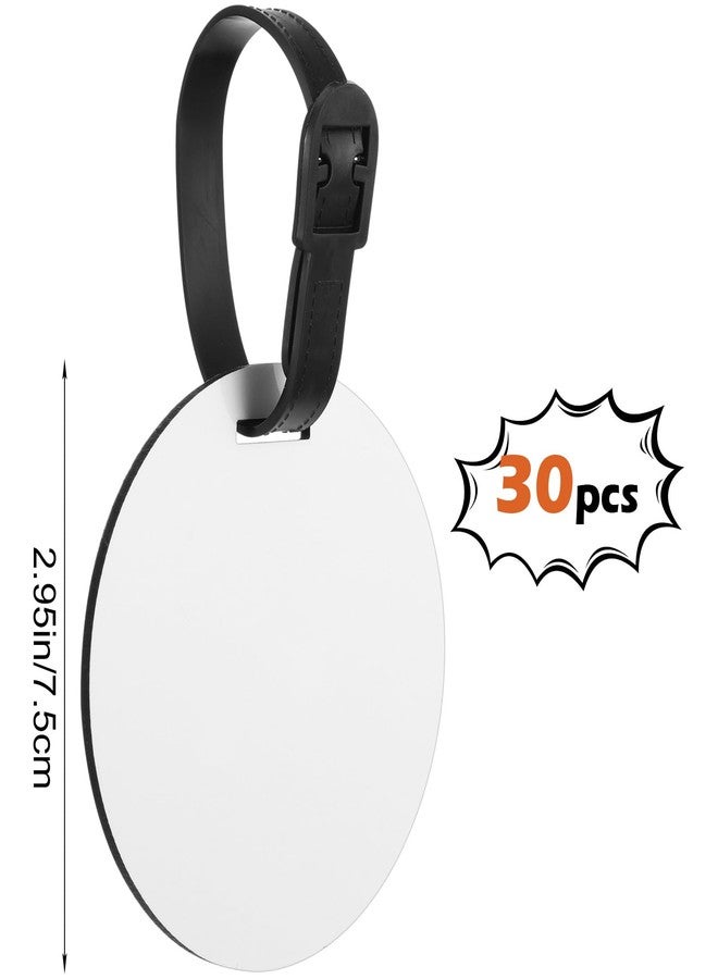 wutfuooo 30 Pcs Sublimation Blanks Luggage Tag Round Bulk MDF with Belt White Sublimation Blank Products Travel Bag Name ID Card Luggage Tags with Double-Sided Keychains Sublimation Bag Tags - Image 2